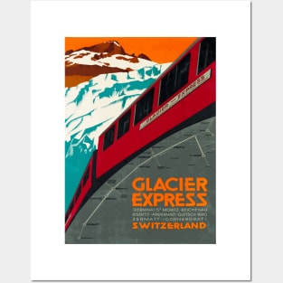 Glacier Express  - Vintage Swiss Railway Travel Poster Posters and Art